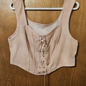 SHEIN Curve Light Pink Corset Tank Top